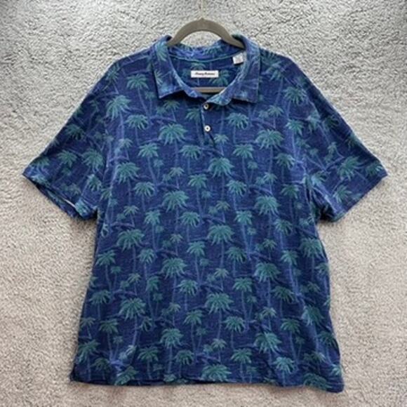 Tommy Bahama Other - Tommy Bahama Men's‎ 2XL Blue Green Palm Tree Polo Shirt 100% Cotton Comfort Cool